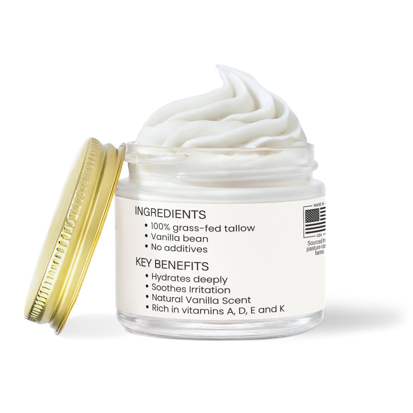Whipped Grass-Fed Tallow Balm with Vanilla Bean