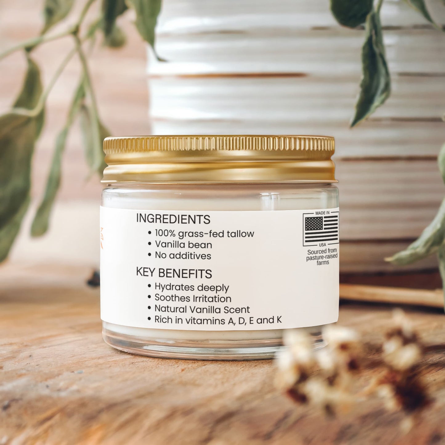Whipped Grass-Fed Tallow Balm with Vanilla Bean