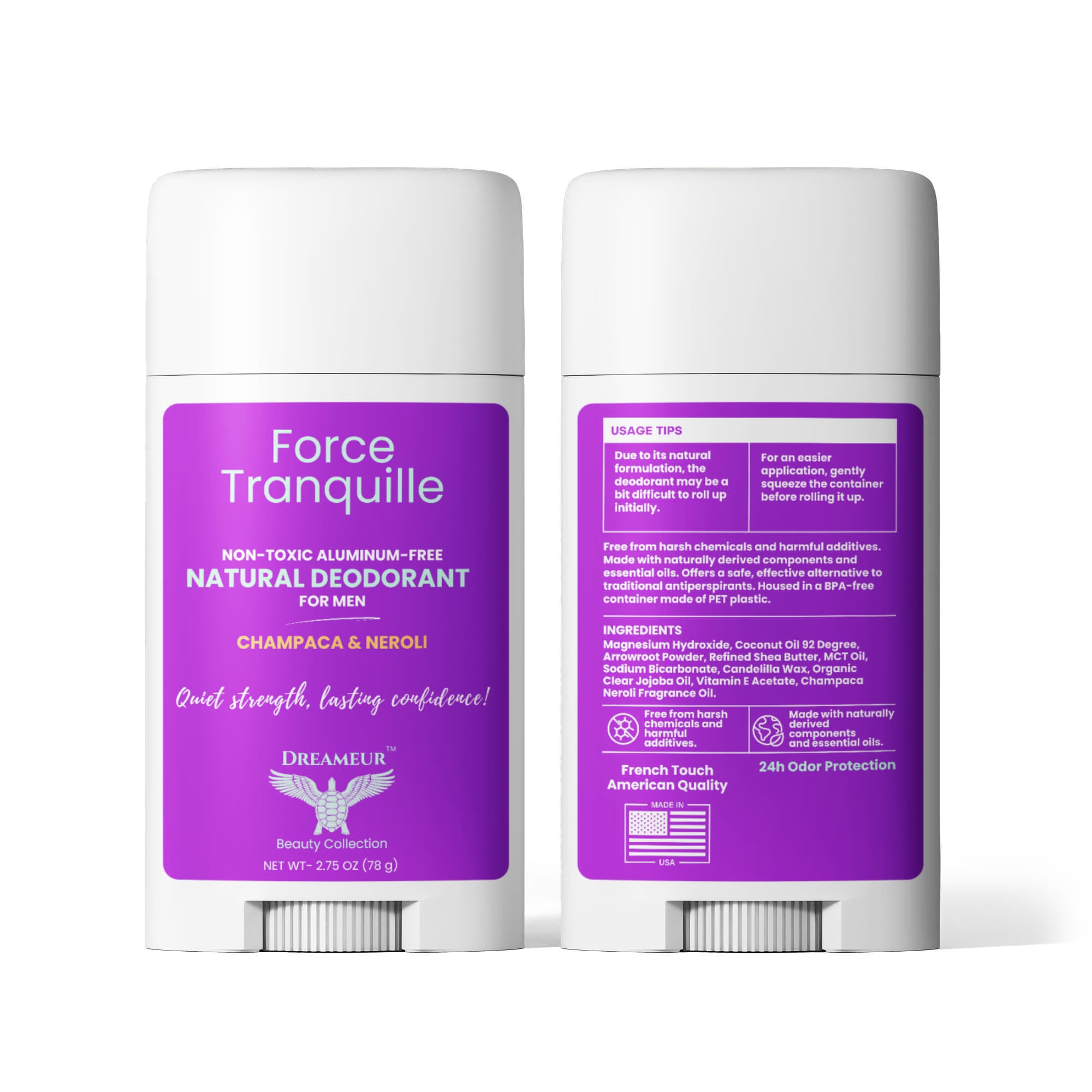 2 Pack Natural Deodorant for Men - Force Tranquille